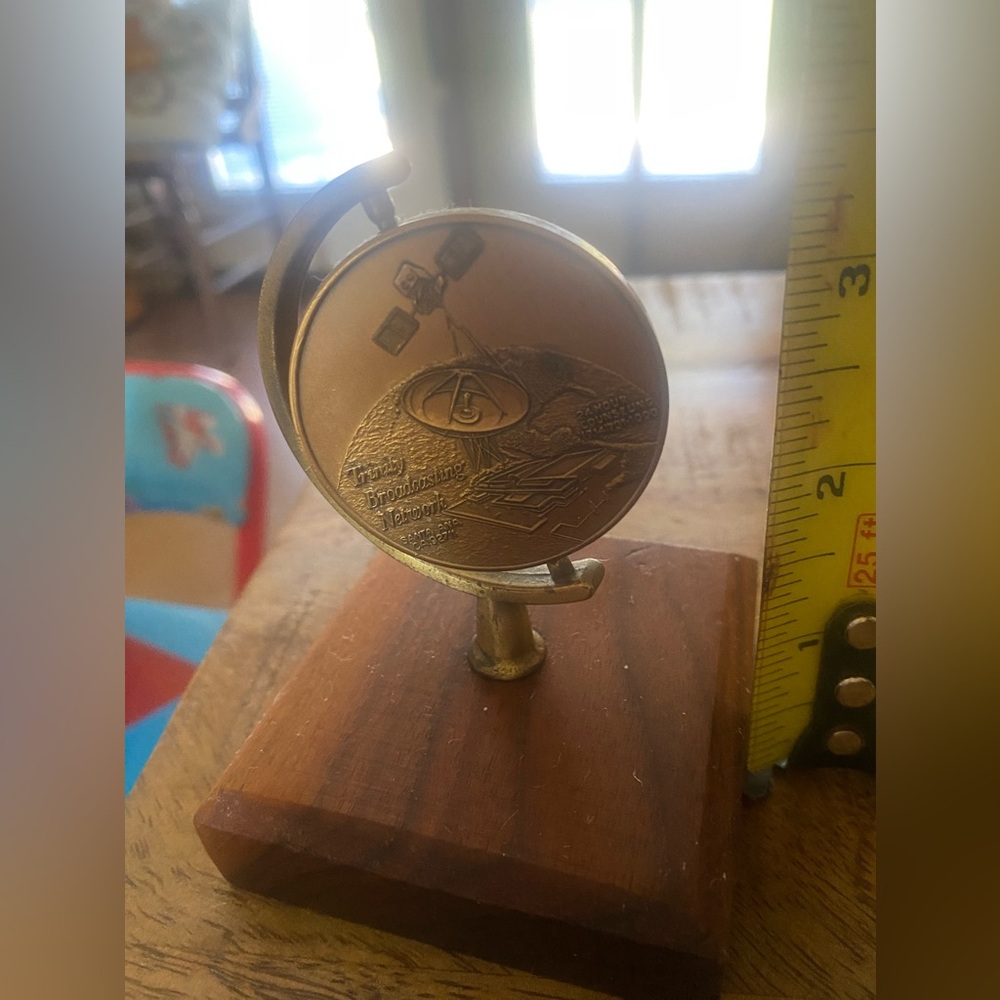 Trinity Broadcasting Network Bronze Coin Mounted On Wood.  John 12:32 Scripture